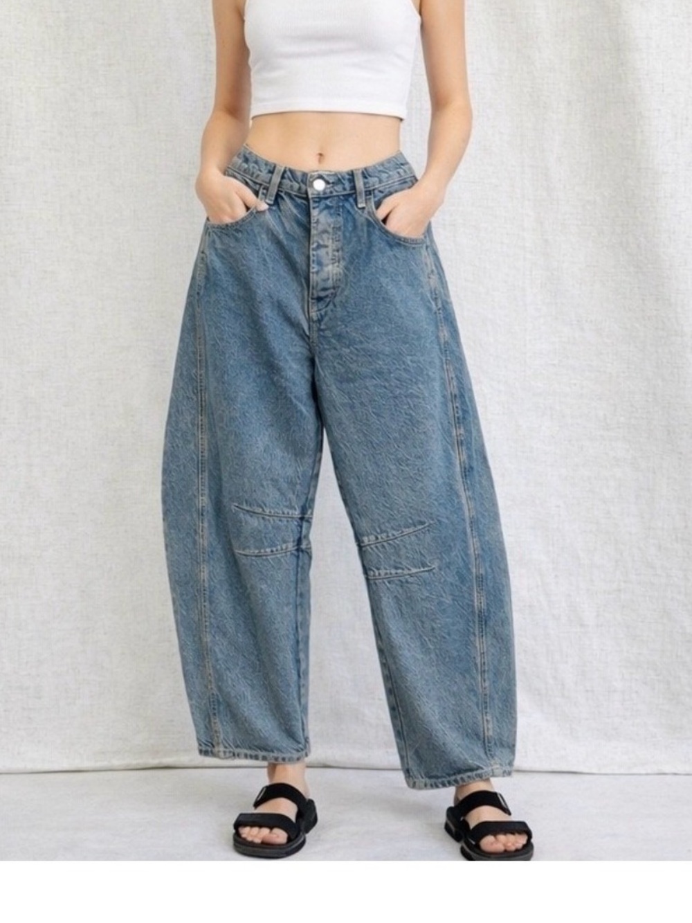 We the Free Lucky You Mid Rise Barrel Jeans Sz 32